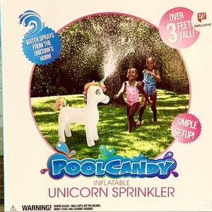 Pool Candy Unicorn 3 Foot Tall Inflatable Sprinkler New in Box